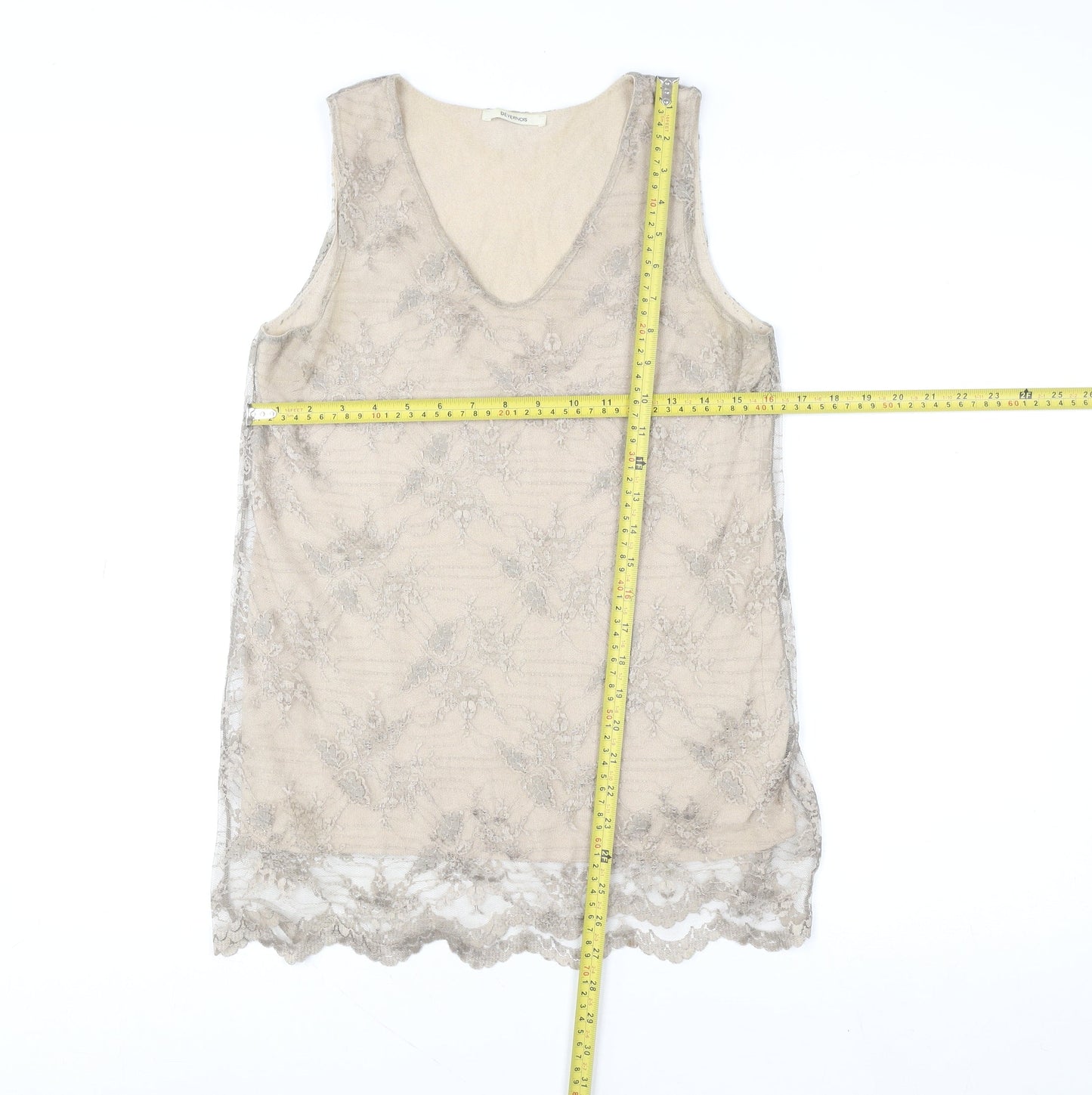 Devernois Women's Beige Lace Camisole Tank Top Size 10