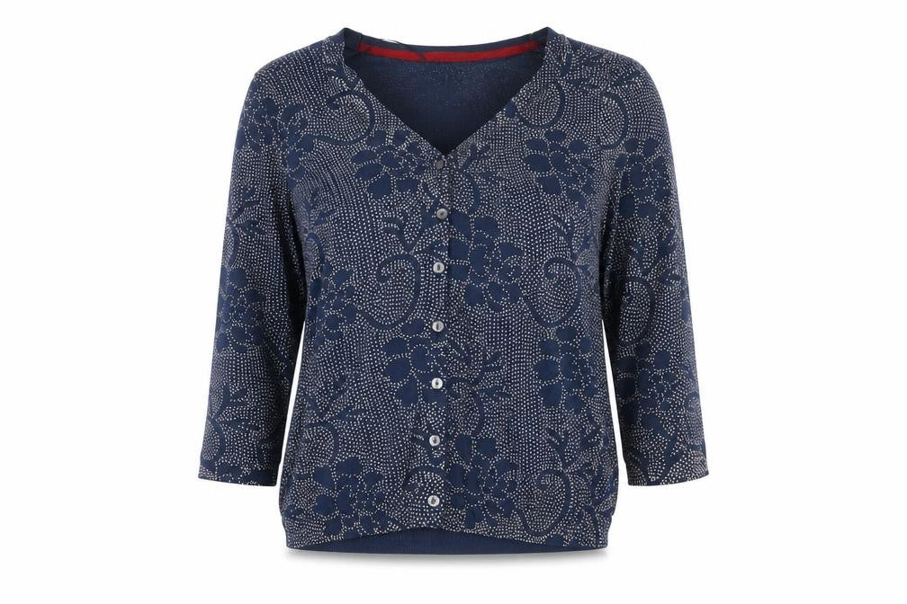 East Womens Blue Floral Cotton Blend Button-Up Tunic Top Size 12