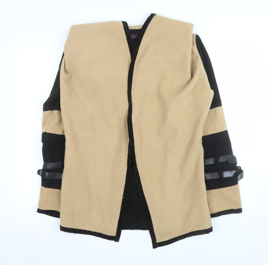 Absolutely Faith Womens Beige Black Belted Mid-Length Coat M