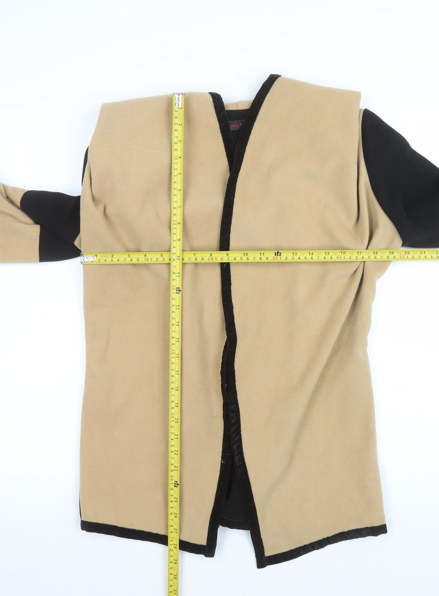 Absolutely Faith Womens Beige Black Belted Mid-Length Coat M