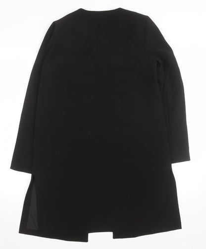H&M Womens Black Long Overcoat Size 8 Regular Fit Lined Classic Style