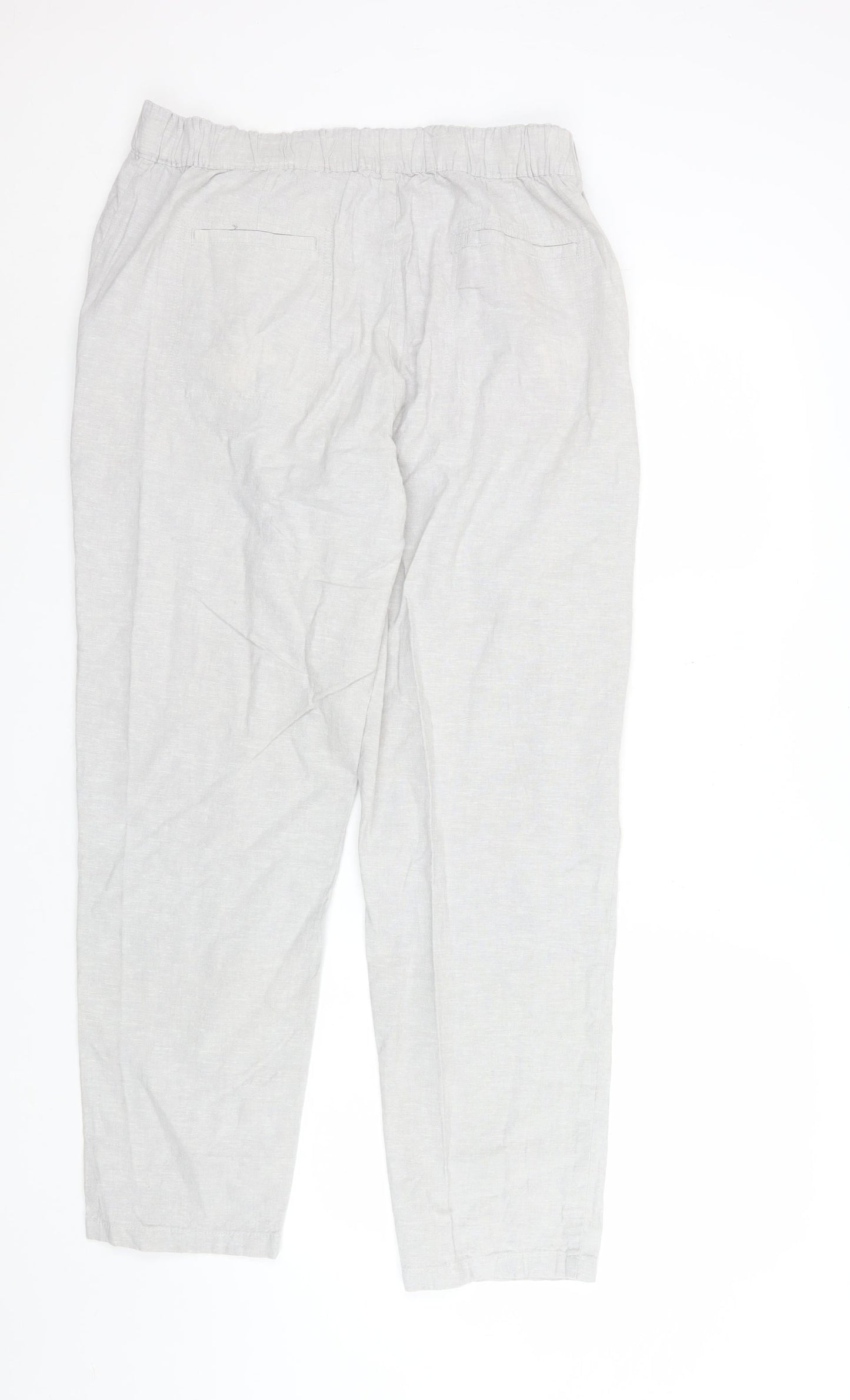 Dunnes Women Beige Linen Cotton Chino Trousers Size 14