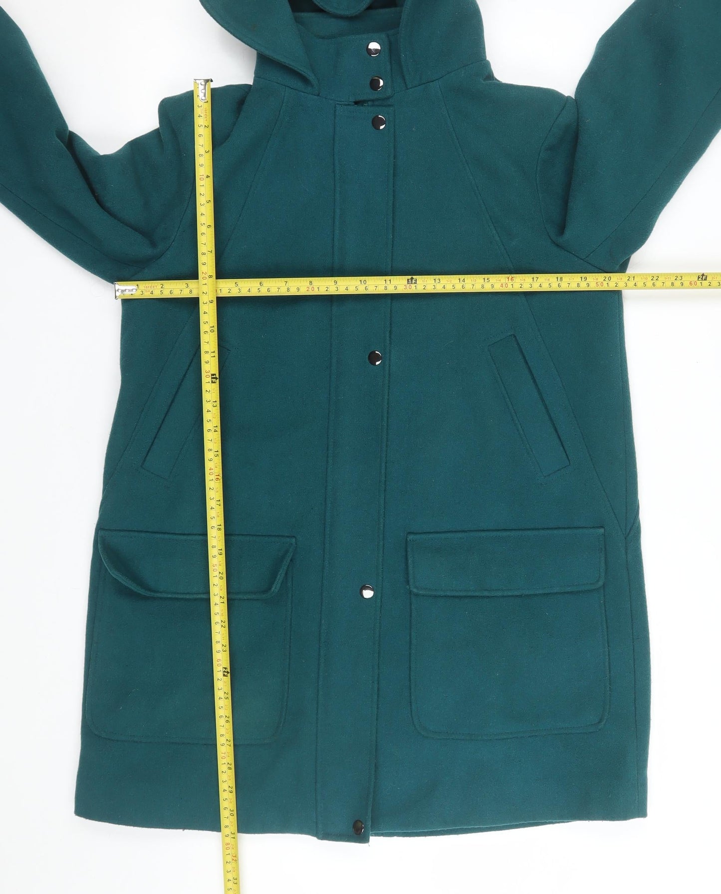 Maine New England Women's Green Hooded Wool Blend Parka Coat Size 14