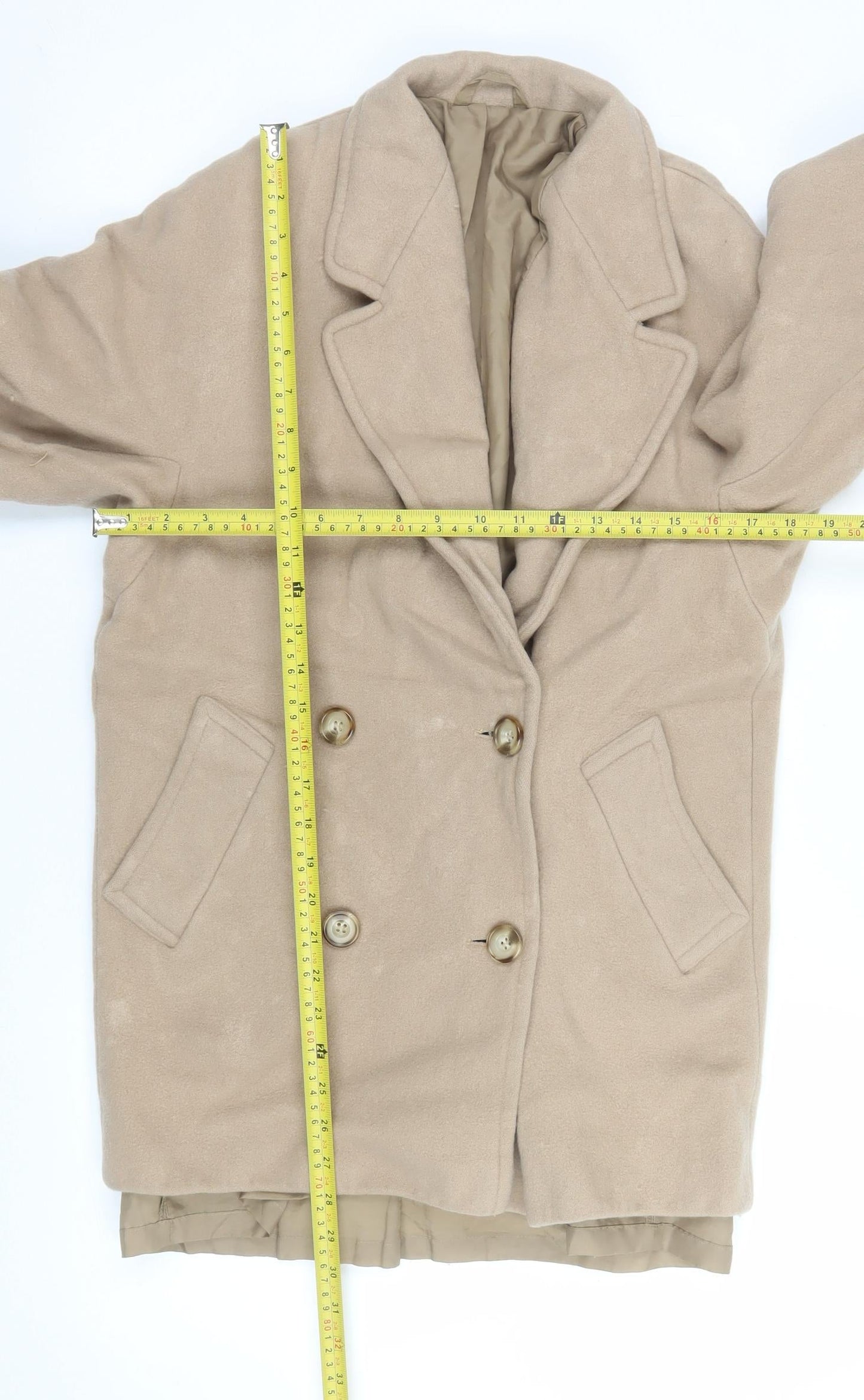 Marks and Spencer Women’s Beige Wool Pea Coat Size 10 Vintage