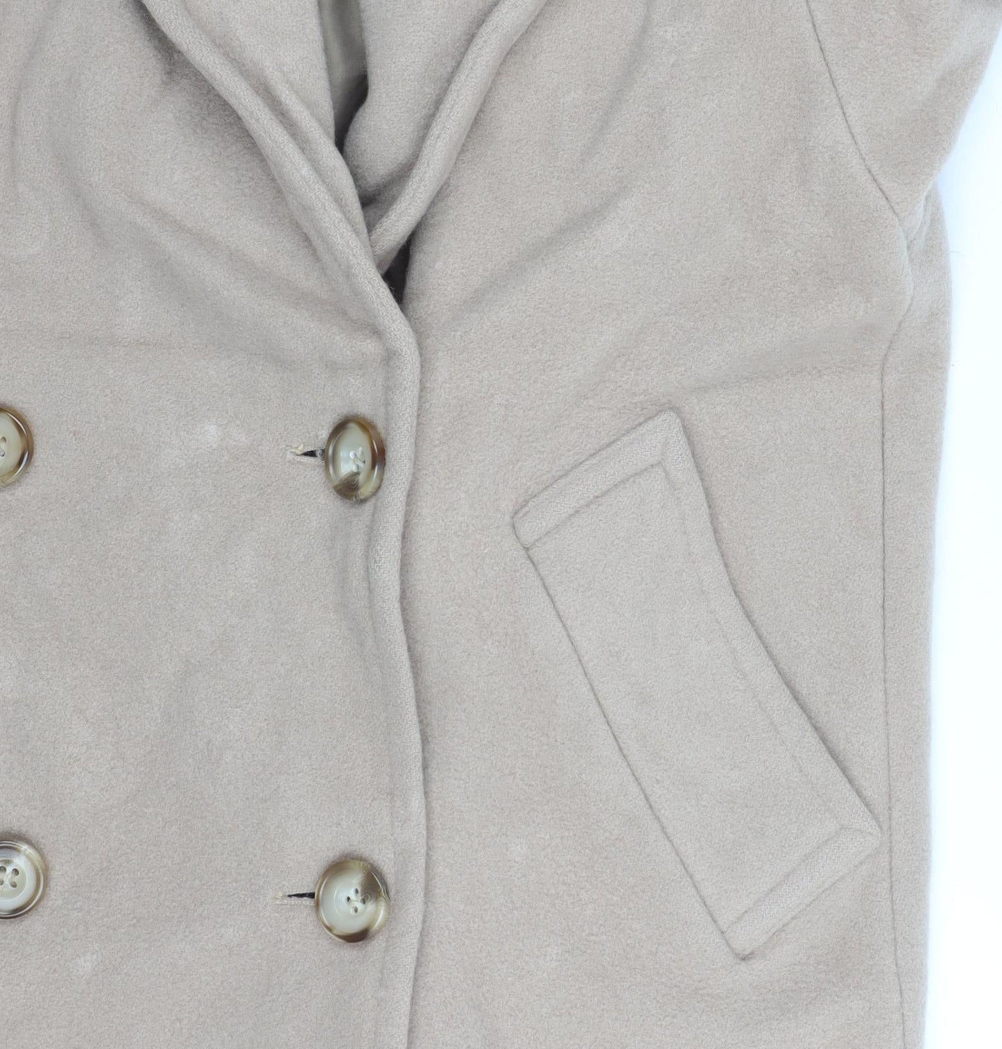 Marks and Spencer Women’s Beige Wool Pea Coat Size 10 Vintage