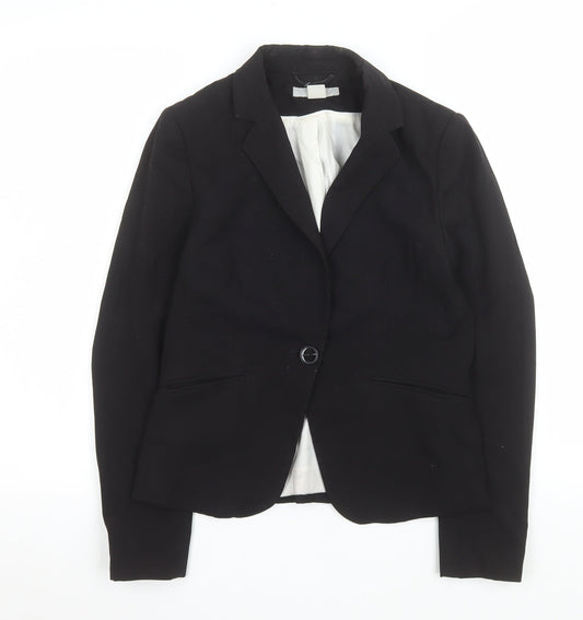 H&M Women’s Black Tailored Blazer Size 8 Regular Fit One Button