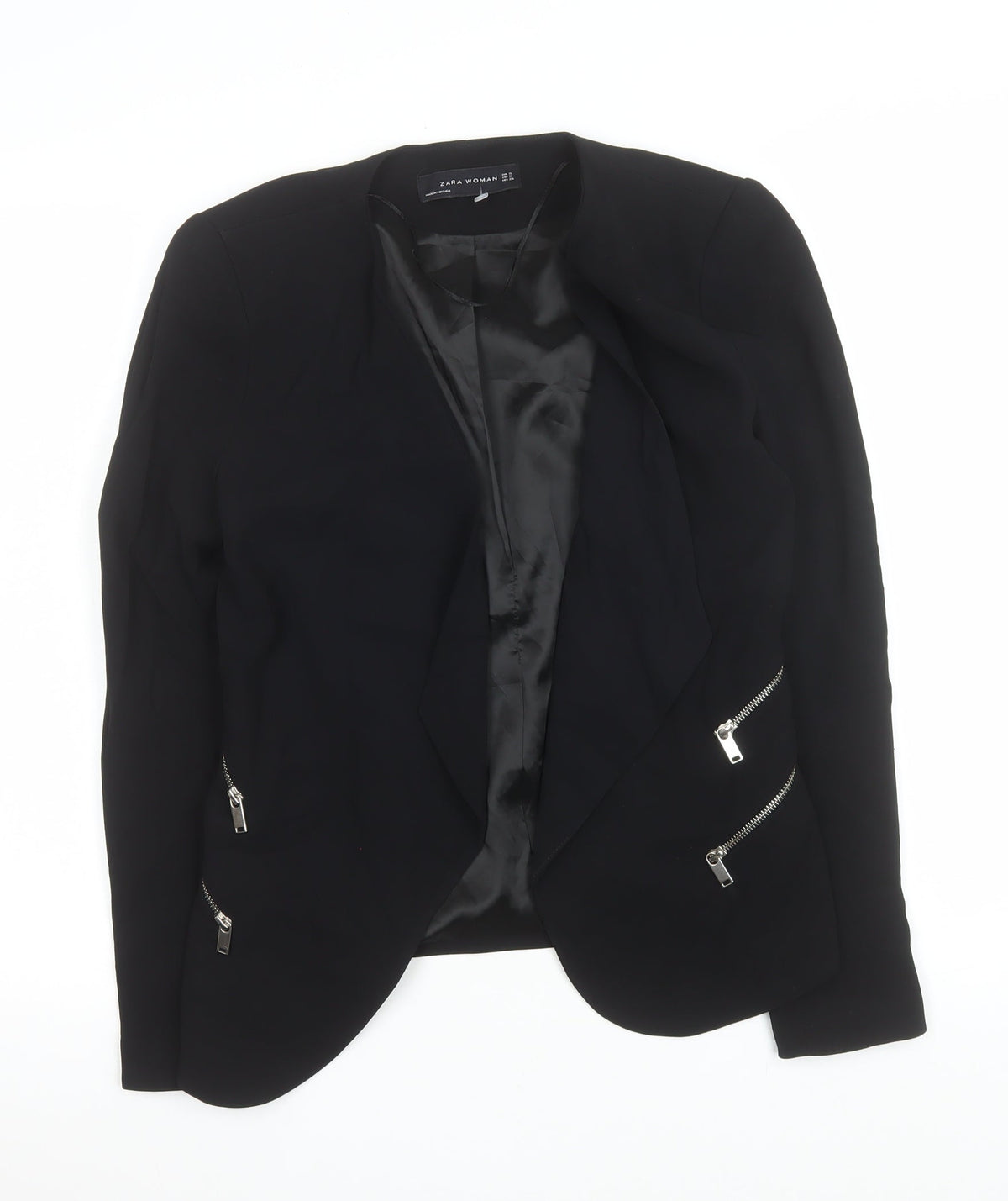 Zara Woman Black Slim Fit Tailored Blazer Jacket UK 8
