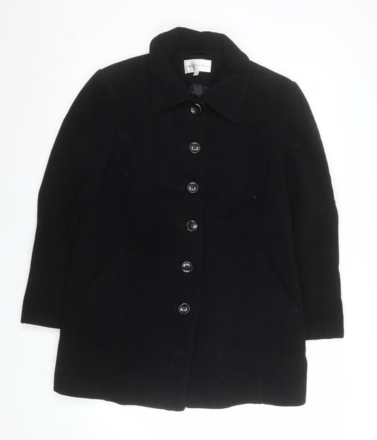 EWM Pure Classics Women's Black Wool Blend Mid-Length Coat Size 14