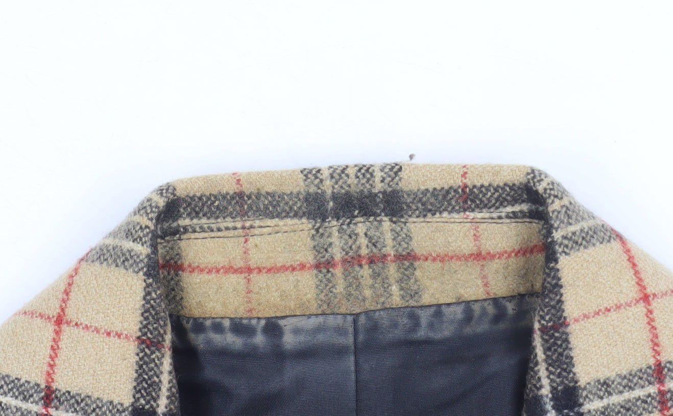 Gold by Michael K Women Beige Check Viscose Blazer Size 12