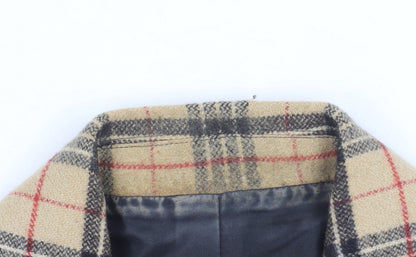 Gold by Michael K Women Beige Check Viscose Blazer Size 12