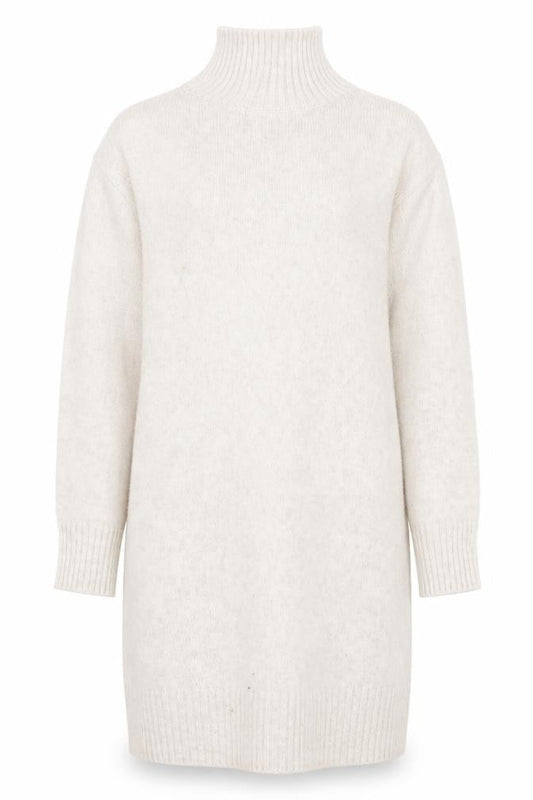 H&M Women Beige Knit Jumper Dress Size S High Neck Long Sleeve