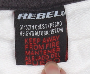 Rebel Teens White & Black Sport Hoodie 31-32in Chest Pullover