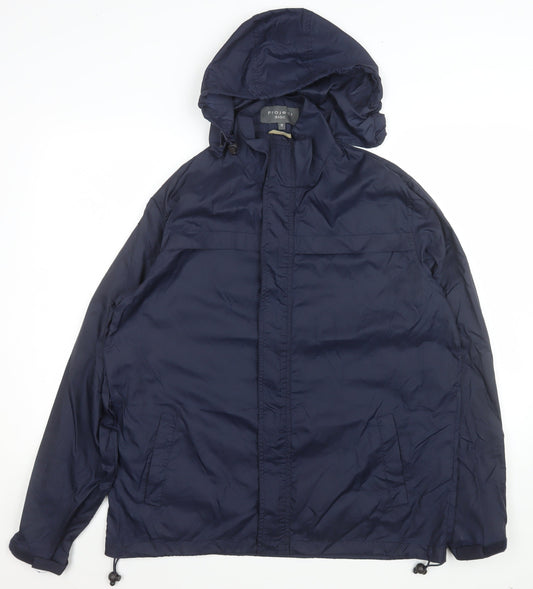 Project Basic Men's Blue Hooded Windbreaker Jacket Size M