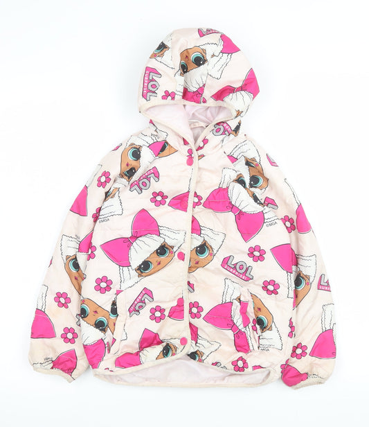 LOL Surprise Girls Pink Hooded Puffer Jacket Coat Age 8 Years