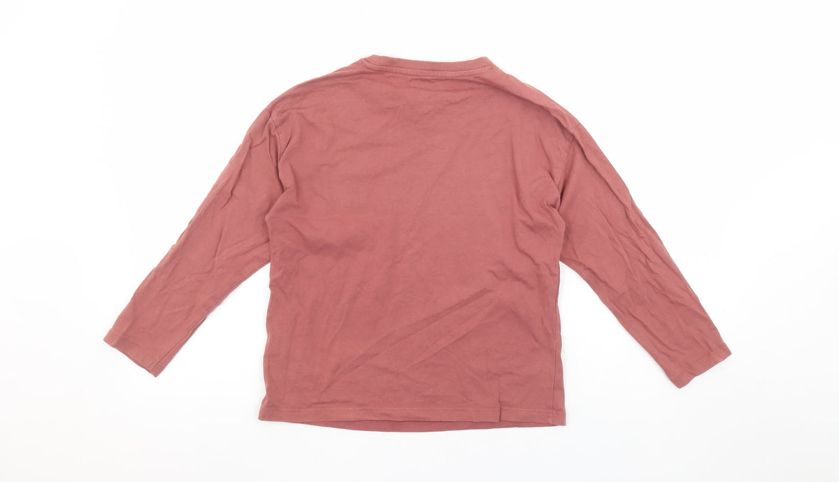 ZARA Boys Brown Long Sleeve Graphic Skateboard Cotton T-Shirt 8 Years