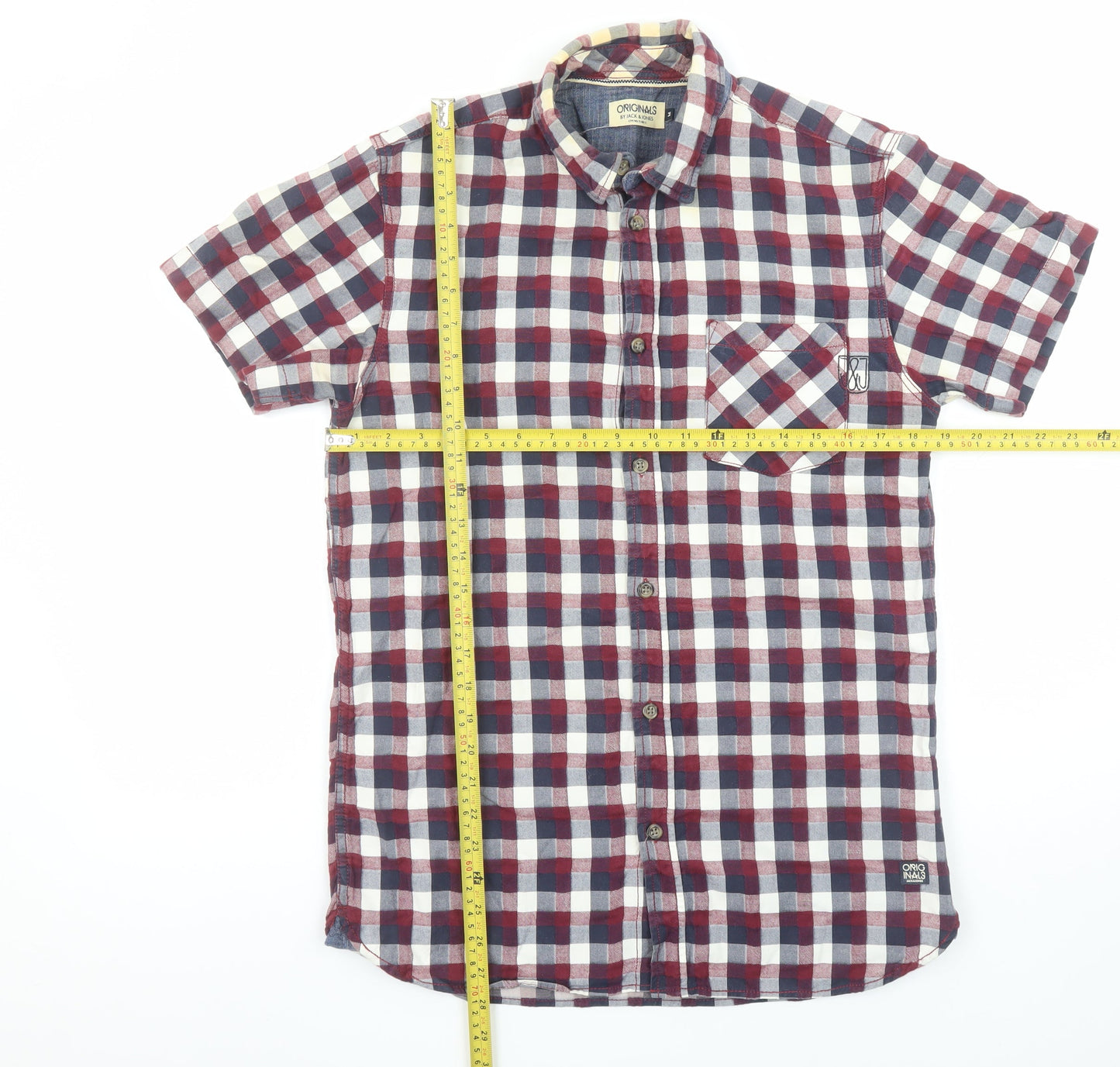 Jack & Jones Men’s Multicoloured Check Cotton Short Sleeve Shirt Size M
