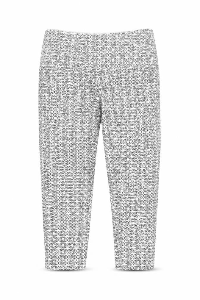 Suavé Womens Black Geometric Capri Leggings Small Tummy Control
