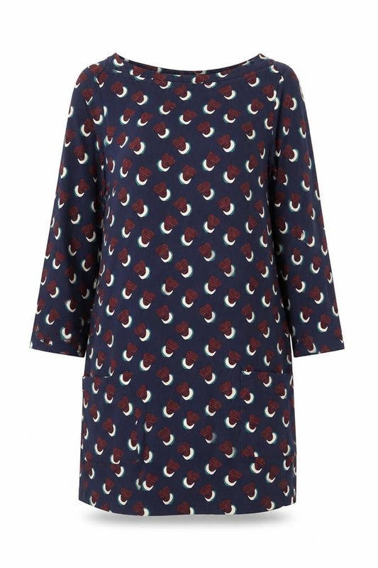 Lily & Me Women’s Blue Geometric Cotton Shift Dress Size 8