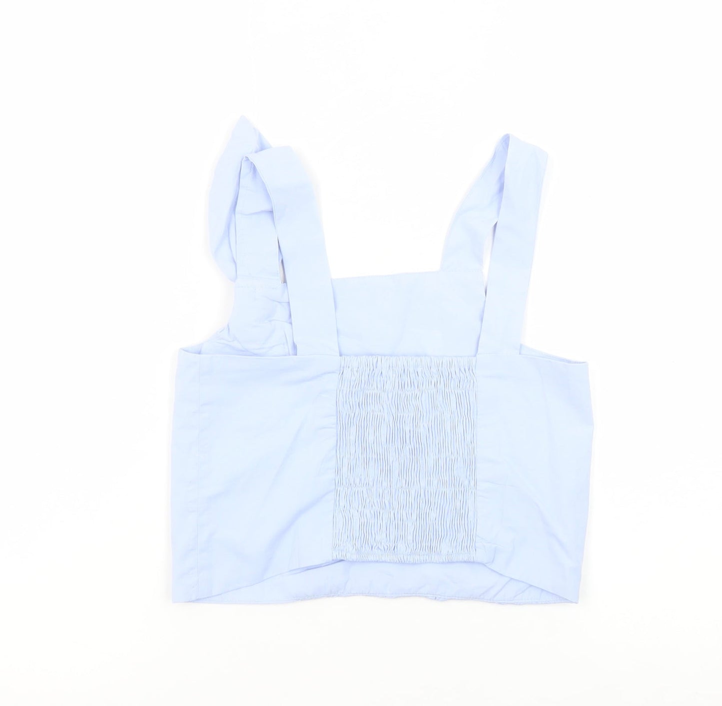Zara Girls Blue Cotton Cropped Tank Top 13-14 Years with Bow Detail
