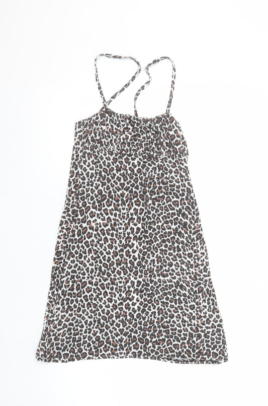 PrettyLittleThing Women’s Brown Leopard Print Slip Dress Size 6