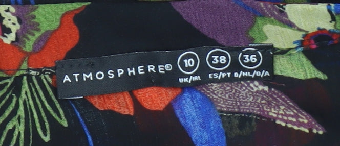 Atmosphere Women's Black Floral Ruffle Blouse Size 10 Polyester
