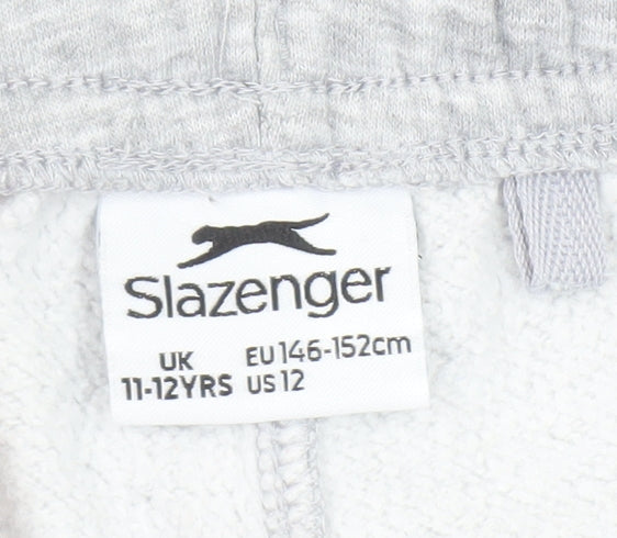 Slazenger Boys Grey Jogger Trousers 11-12 Years Elastic Waist Pockets