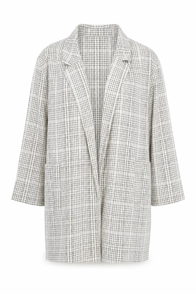 Stradivarius Women Beige Check Blazer Size 10 Regular Fit