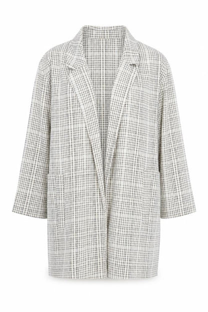 Stradivarius Women Beige Check Blazer Size 10 Regular Fit
