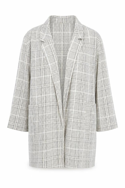 Stradivarius Women Beige Check Blazer Size 10 Regular Fit