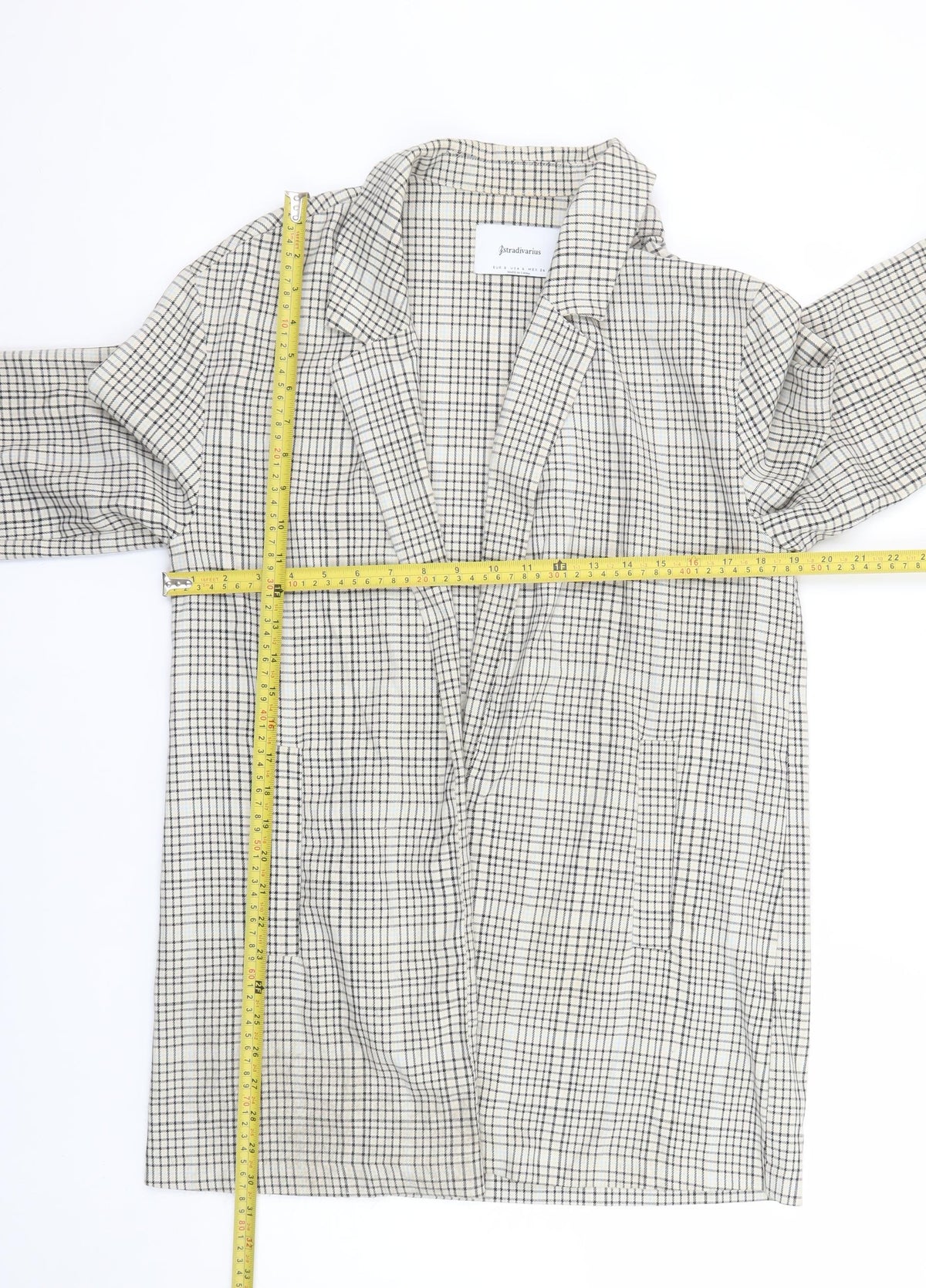 Stradivarius Women Beige Check Blazer Size 10 Regular Fit