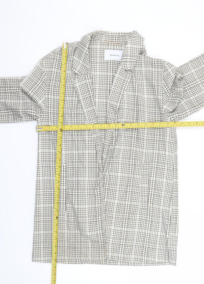 Stradivarius Women Beige Check Blazer Size 10 Regular Fit