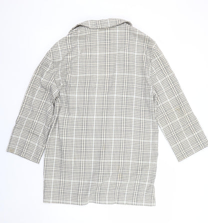 Stradivarius Women Beige Check Blazer Size 10 Regular Fit