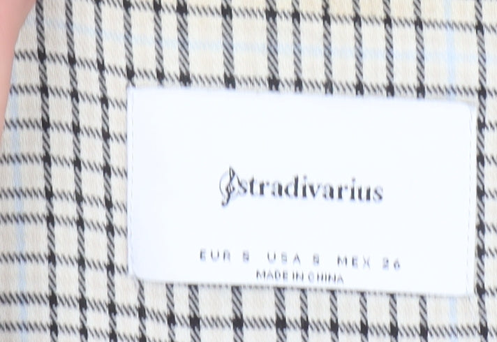 Stradivarius Women Beige Check Blazer Size 10 Regular Fit