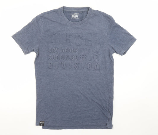Diesel Men's Blue Crew Neck Short Sleeve Graphic T-Shirt Medium