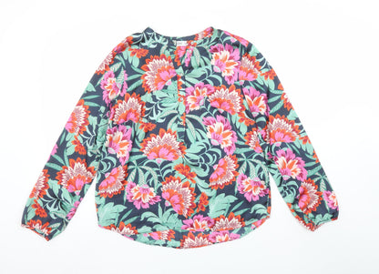 Additional front view of Gallery women’s multicoloured floral long sleeve tunic blouse, size UK 10