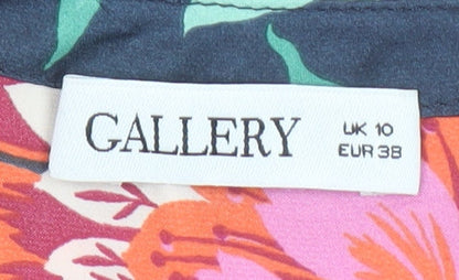 Brand and care label for Gallery women’s multicoloured floral long sleeve tunic blouse, size UK 10