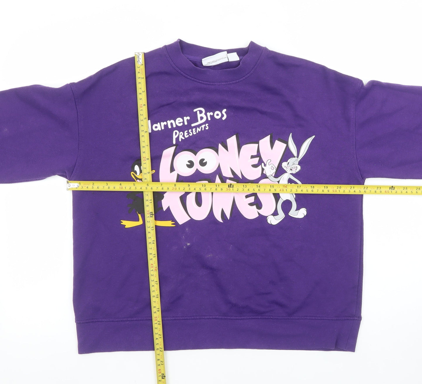 Looney Tunes Women's Purple Sweatshirt S 10/12 Crew Neck Daffy Bugs