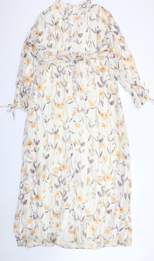 Jezza Women’s Ivory Floral Chiffon Maxi Dress Size 10