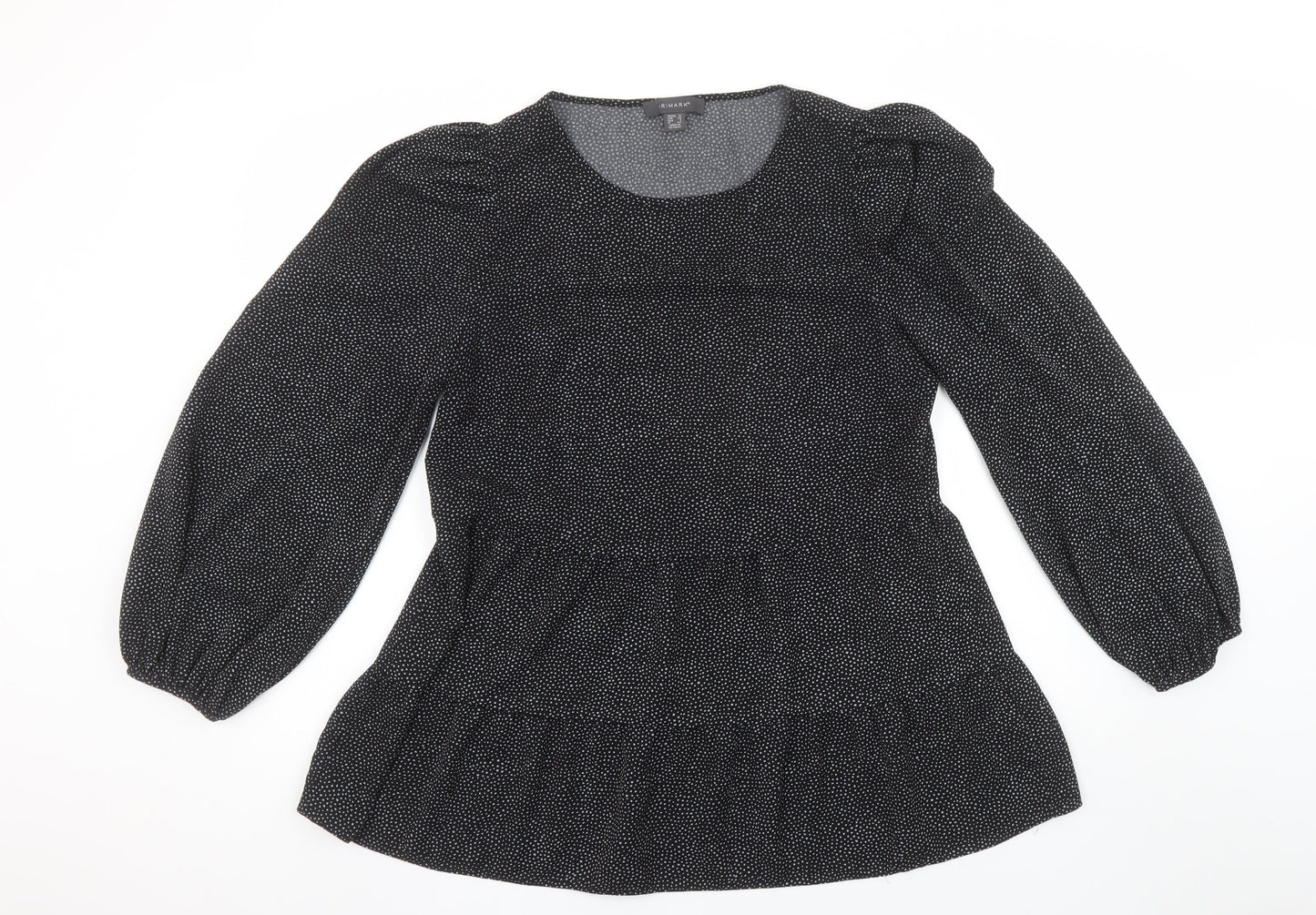 Primark Womens Black Polka Dot Tunic Blouse Size 12 Long Sleeve