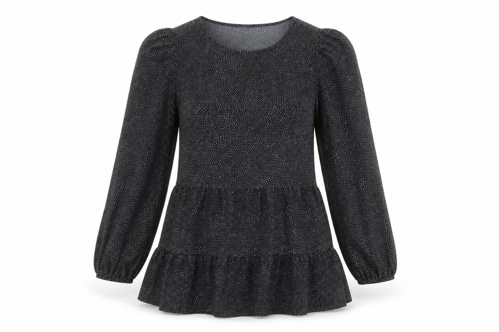 Primark Womens Black Polka Dot Tunic Blouse Size 12 Long Sleeve