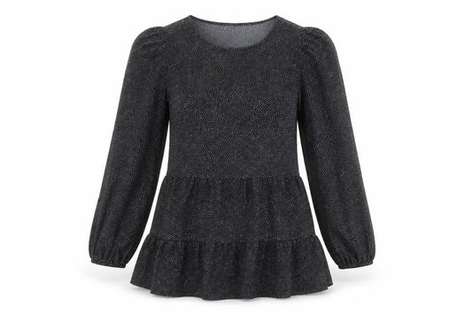 Primark Womens Black Polka Dot Tunic Blouse Size 12 Long Sleeve