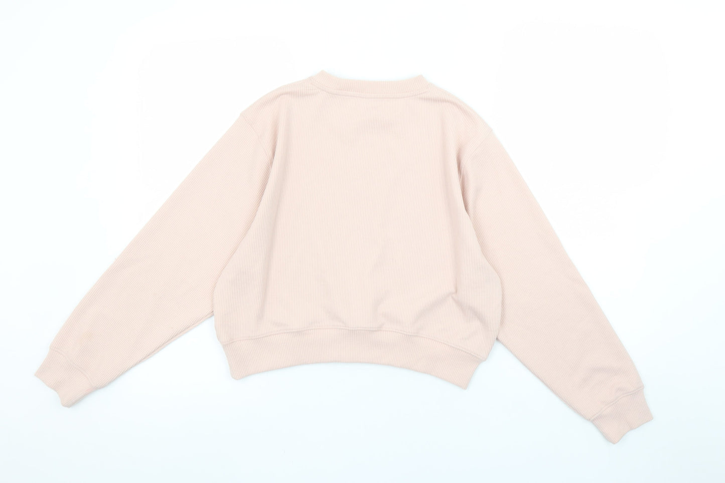 F&F Girls Beige Pullover Sweatshirt 12-13 Years Crew Neck 'Good Vibes'