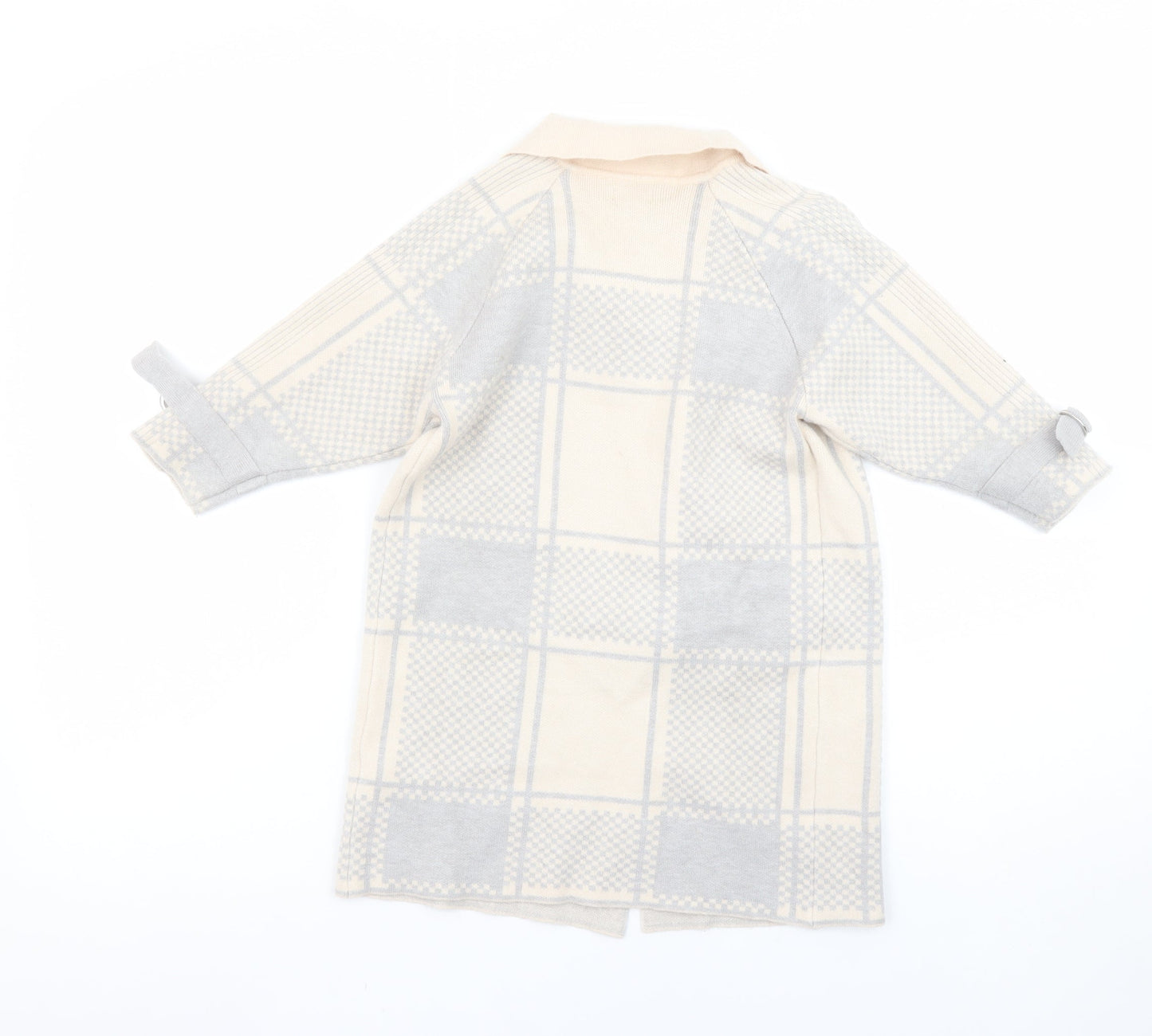 River Island Mini Girls Beige & Grey Checked Cardigan 3-4 Years