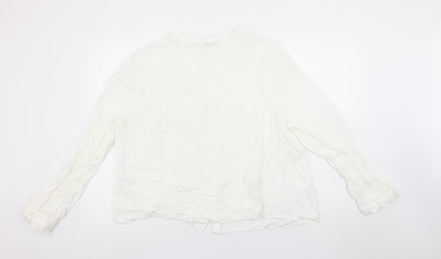 Gallery Women White Long Sleeve Embroidered Button-Up Blouse Size 20