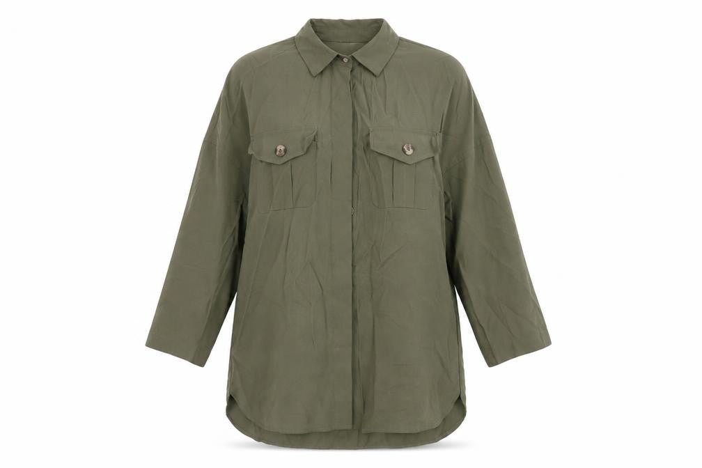 Stradivarius Women’s Green Button-Up Relaxed Shirt Size 12