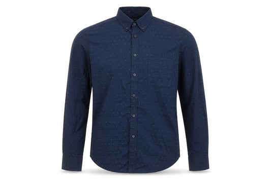Dunnes Men's Blue Regular Fit Cotton Long Sleeve Button-Up Shirt L