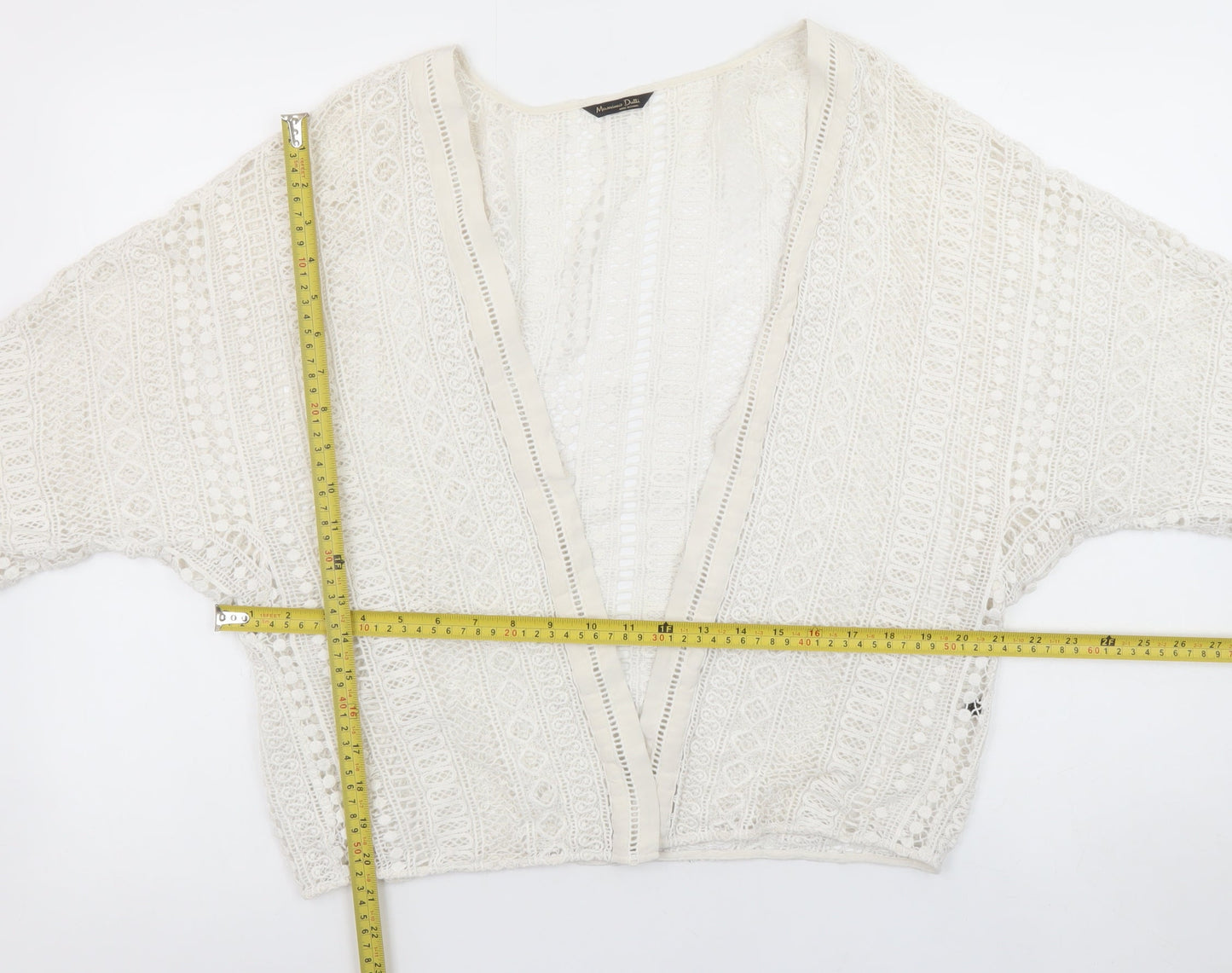 Massimo Dutti Women Ivory Crochet Kimono Blouse Size S