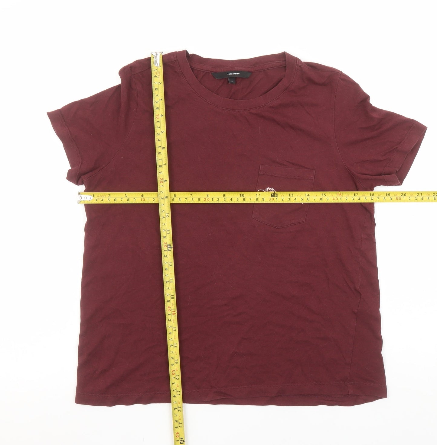 Vero Moda Women’s Red Cotton Crew Neck Short Sleeve T-Shirt Size S