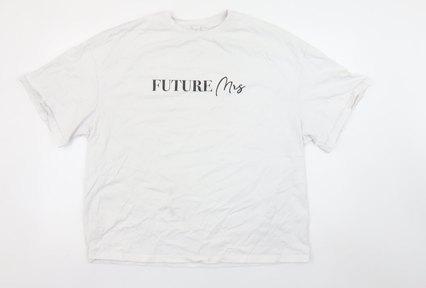 Missguided Women's White 'Future Mrs' Cotton T-Shirt Size L
