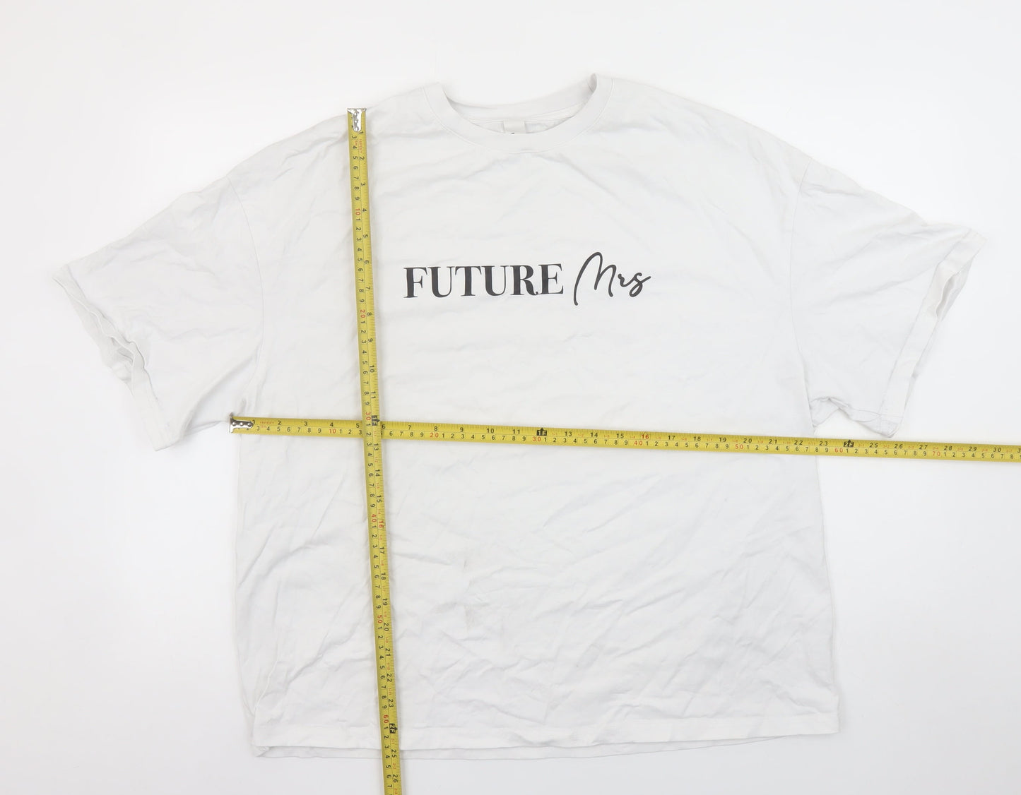 Missguided Women's White 'Future Mrs' Cotton T-Shirt Size L